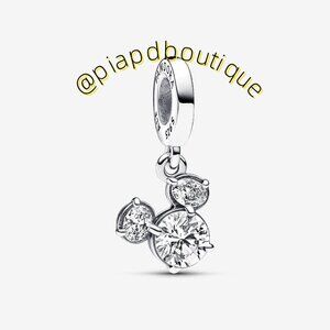 Pandora Disney Mickey Mouse Sparkling Head Silhouette Dangle Charm